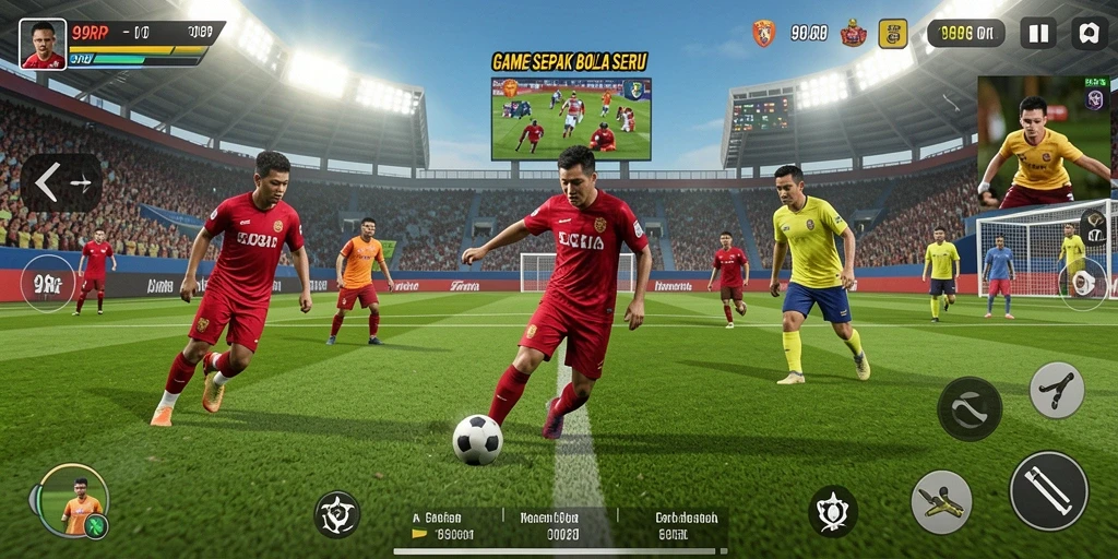 Tampilan gameplay <strong>99RP</strong> yang mendebarkan di lapangan sepak bola.