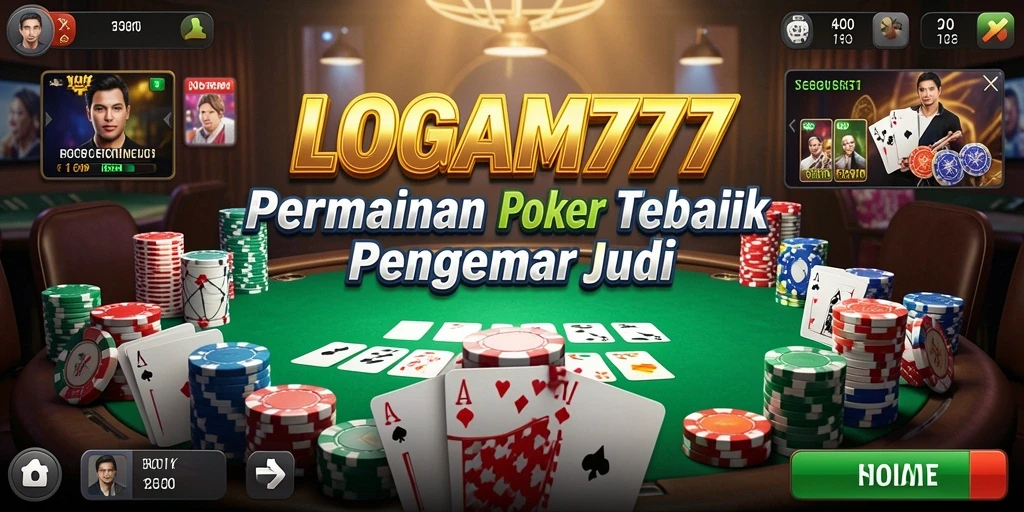 Tampilan permainan Poker yang mendebarkan di LOGAM777.