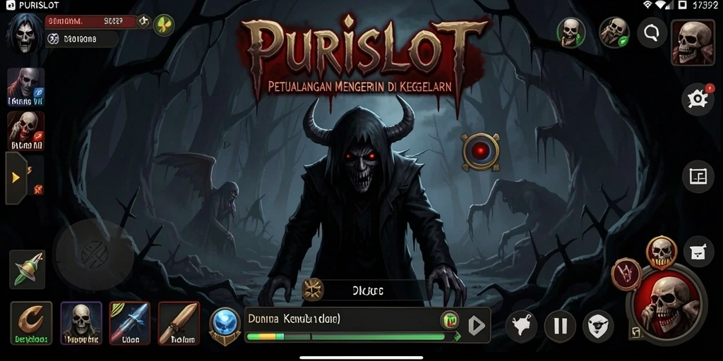 Screenshot gameplay memperlihatkan suasana mencekam dalam PURISLOT.